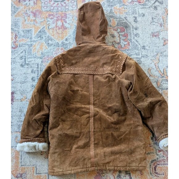 Vintage Ruggedwear Leather Coat-Sm (Fits M/L) - Womens-Faux Shearling Lined-Read - Picture 4 of 16